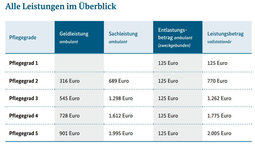 Leistungen bei pflegegrad 3